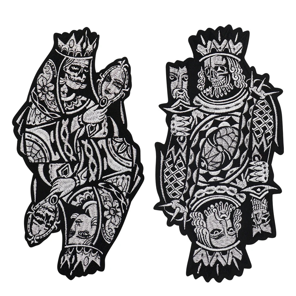 Embroidered Women Poker Skull the Crown Patch Appliques Iron on Patches Badge Clothes Sewing