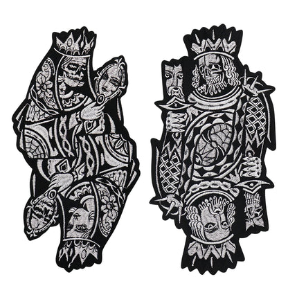 Embroidered Women Poker Skull the Crown Patch Appliques Iron on Patches Badge Clothes Sewing
