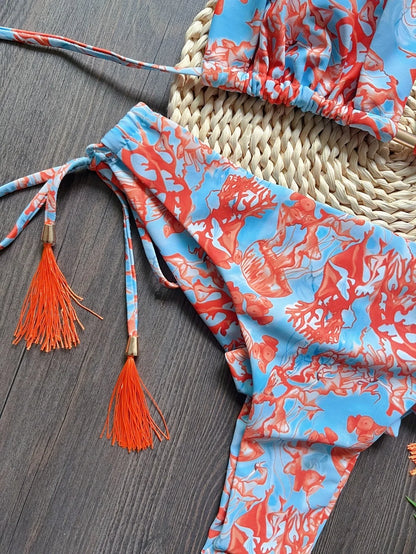 Sexy Print Bikini Bandage Women Swimsuit Two-piece Triangle Swimwear Bathing Brazilian Suit