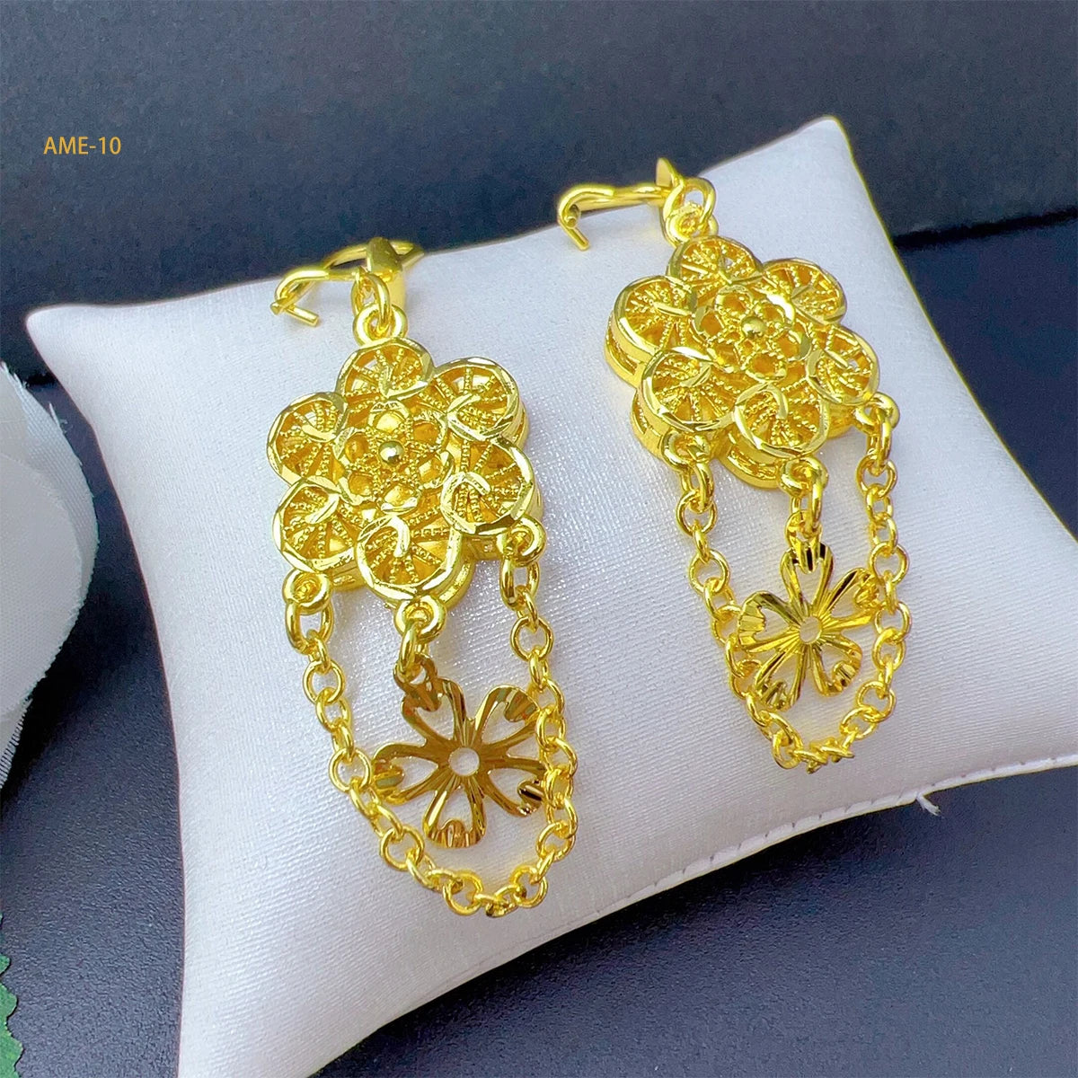 Dubai Ethiopia Tassel Gold Color African Women Bridal Wedding Drop Earrings