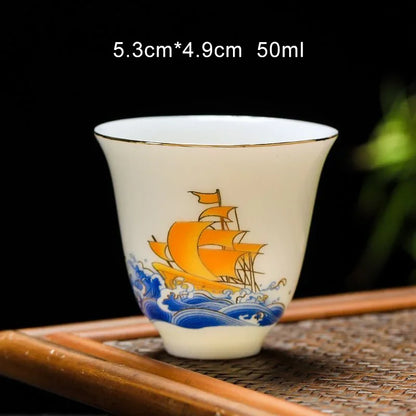 50ml/80ml White Porcelain Chinese Teahouse Master Ceramics Tea Bowl Kung Fu Sake Cup