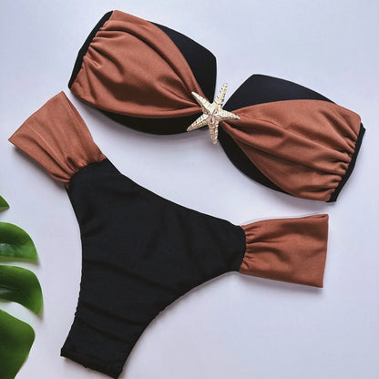 Push Up Sexy Women Swimsuit Swimwear High Cut Patchwork Bikini Bathing Swimming Suit