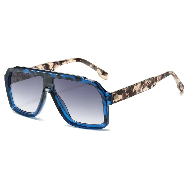 Men Women Double Color Frame Shade Designer UV400 Square Sunglasses Glass