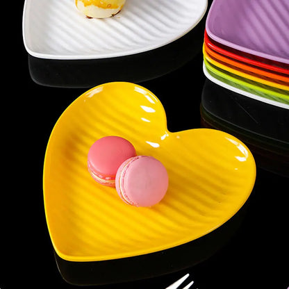 Nordic Creative Heart Shape Dipping Porcelain Salad Dessert Plate Tableware Snack Bowls Dish