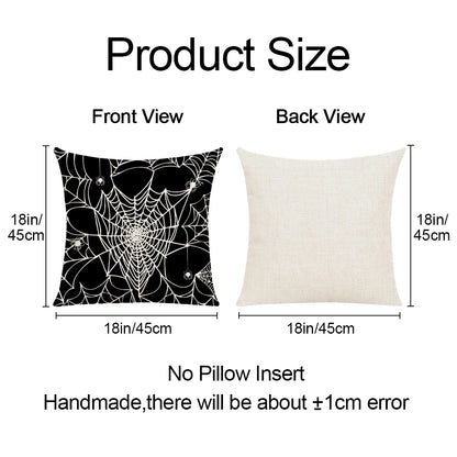 18x18 Inches Halloween Skull Spider Spooky Web Design Sofa Cushion Pillowcase Home Decor