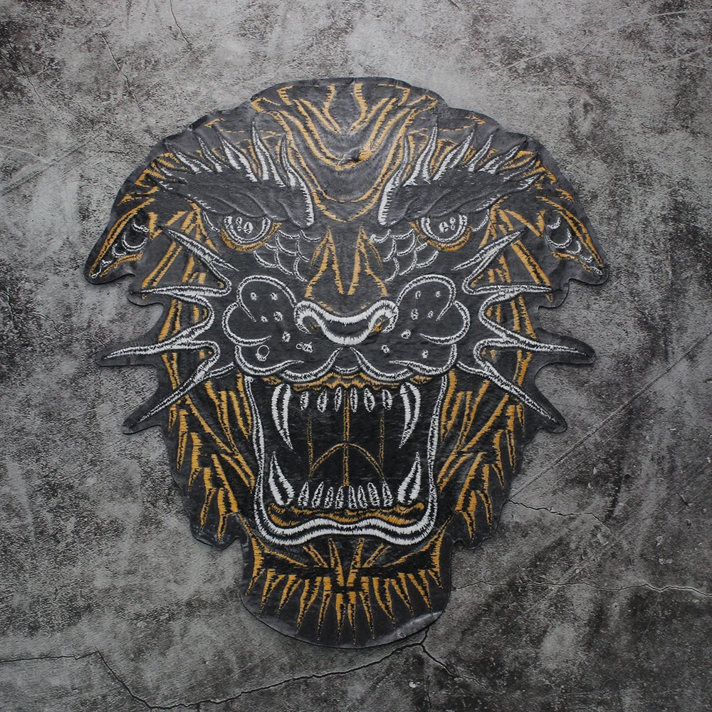 Embroidery Dragon head Patch Appliques Iron on Patches Badge Clothes Sewing