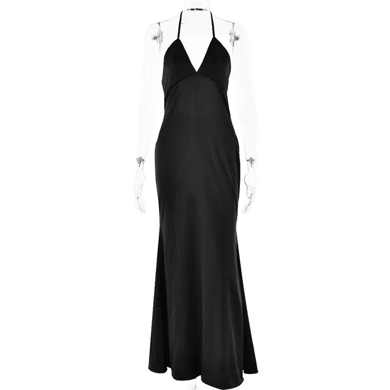 Elegant Backless Sexy Maxi Spaghetti Strap Sleeveless Bodycon Club Party Long Dress