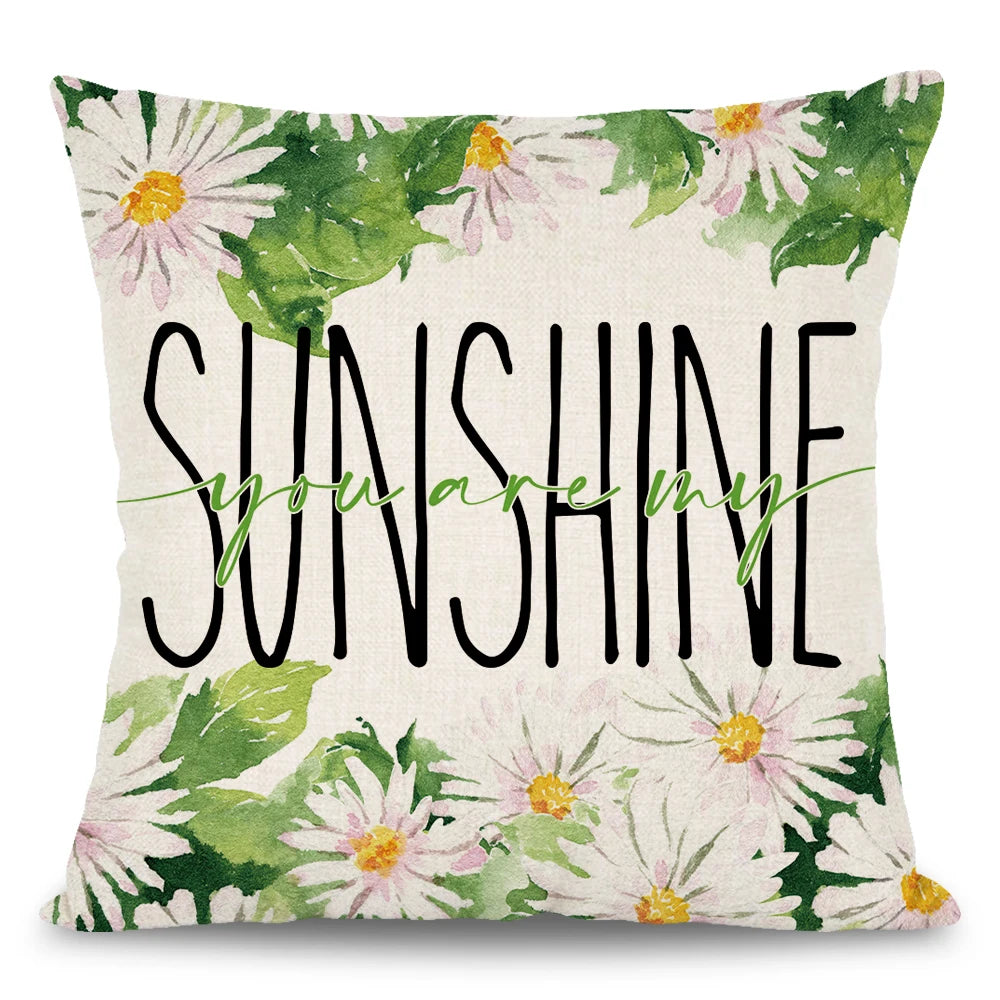 18 X 18 Inch Daisy Flower Design Sofa Cushion Plant Pattern Pillowcase Cover Decor