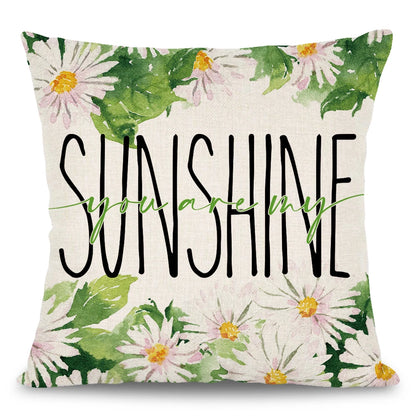 18 X 18 Inch Daisy Flower Design Sofa Cushion Plant Pattern Pillowcase Cover Decor
