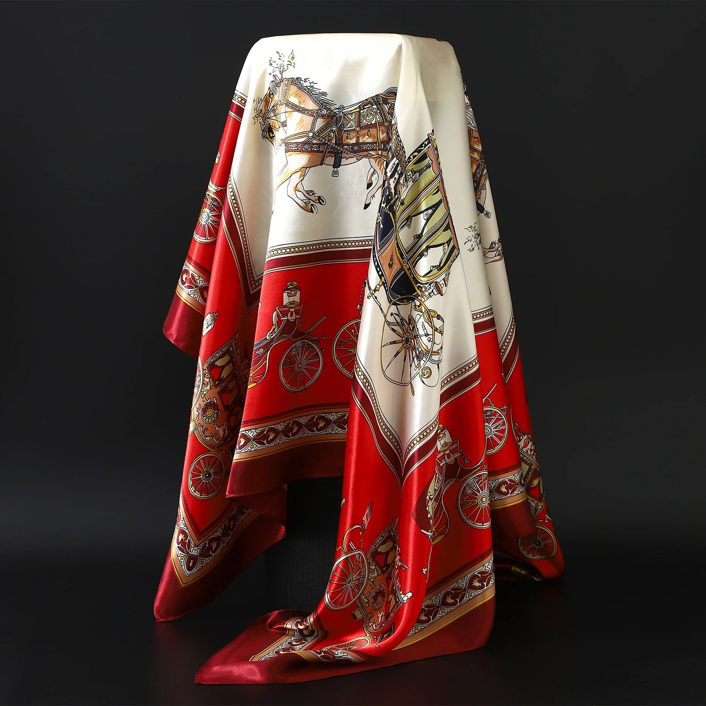 90cm Women Four Seasons Square Silk Satin Bandana Wrap Shawl Scarves Scarfs gfK4