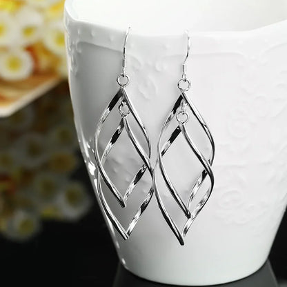 Noble Elegant Charm Pretty Fashion Women 925 Sterling Silver Wedding Party Jewelry Hook Earrings