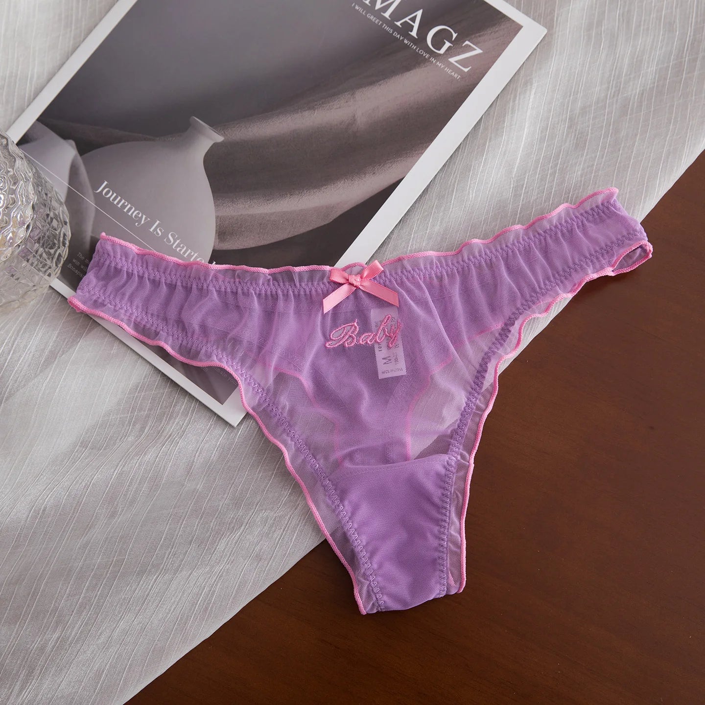 Women Lace G-String Thin Mesh Hollow Out Underwear Transparent Low Waist Panties Briefs Thong