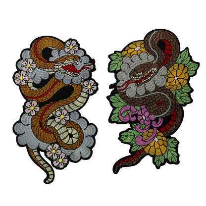 Embroidered Dragon Flower Patch Appliques Iron on Patches Badge Clothes Sewing