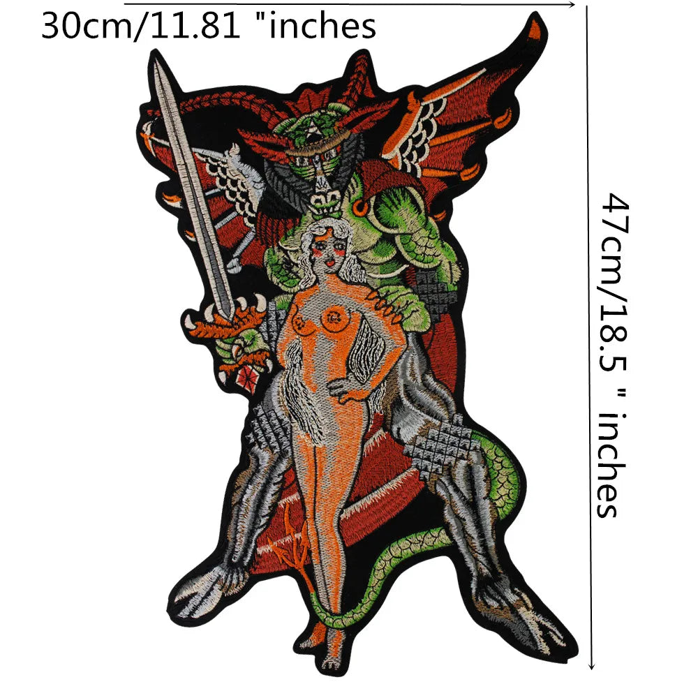SEXY Women Dragons Patch Appliques Iron on Patches Badge Clothes Sewing
