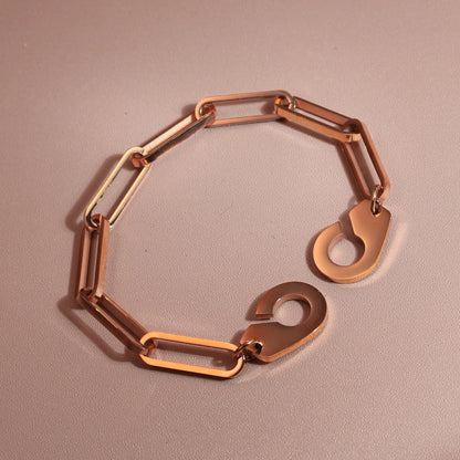 Women 18K Gold-Plated Stainless Steel Bead Open Bracelet Clasp Design Bangles Jewelry