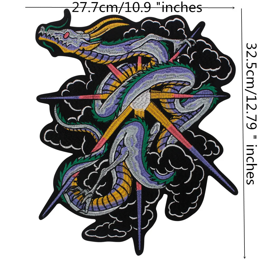 Colorful Python Embroidered Motorcycle Patch Appliques Iron on Patches Badge Clothes Sewing