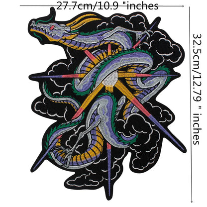 Colorful Python Embroidered Motorcycle Patch Appliques Iron on Patches Badge Clothes Sewing