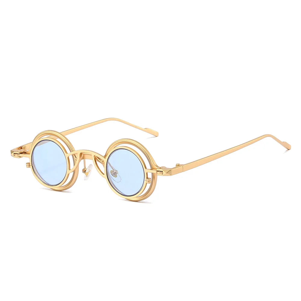 Women Round Two in One Pure Titanium Y2K Steampunk UV400 Sunglasses Glasses