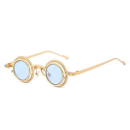 Women Round Two in One Pure Titanium Y2K Steampunk UV400 Sunglasses Glasses