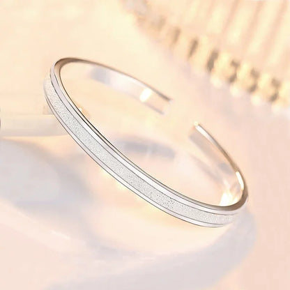 925 Sterling Silver Charms Open Women Fashion Adjustment Cuff Wedding Bangles Bracelet