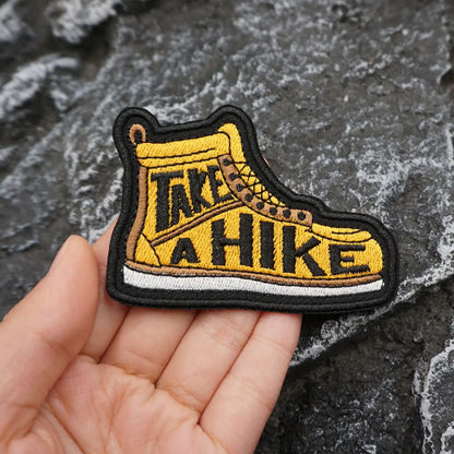 Shoe' Take a hike ' Embroidered Patch Iron-On Sewing Clothes Patches Applique
