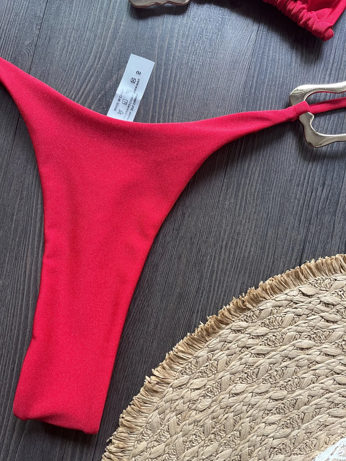 Women Bikini Solid Color Lace-up Split Two-piece Swimsuit Swimwear Suit