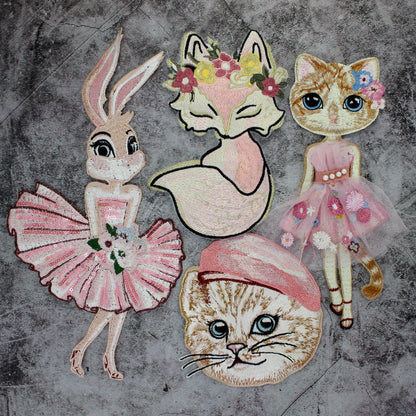 Cartoon Rabbit Embroidery Patches for Clothing Animal Transfer Appliques Badge DIY Sticker Sewing