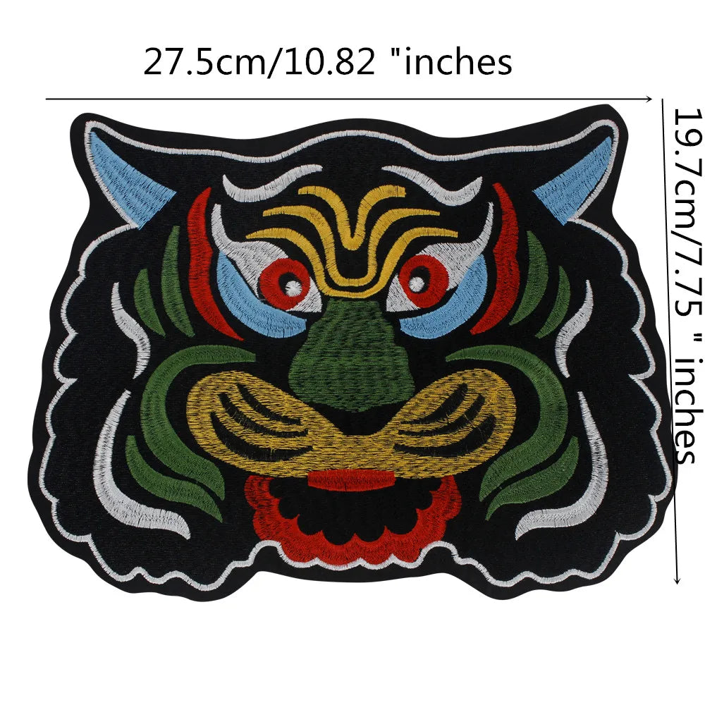 Large Animal Tiger Head Embroidery Patch Appliques Iron on Patches Badge Clothes Sewing