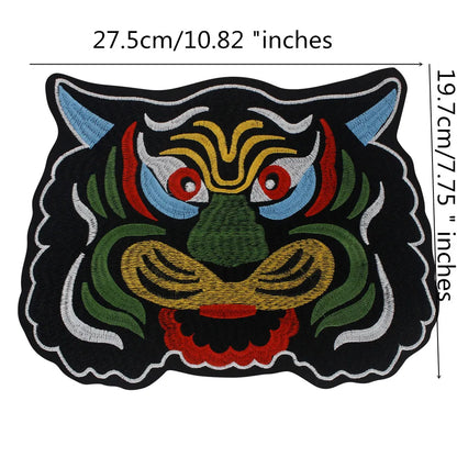 Large Animal Tiger Head Embroidery Patch Appliques Iron on Patches Badge Clothes Sewing