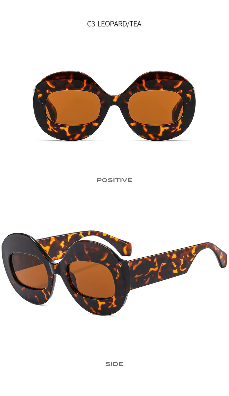 Men Women Retro Oval Clear Gradient Lens Shades UV400 Fashion Round Glasses Sunglasses