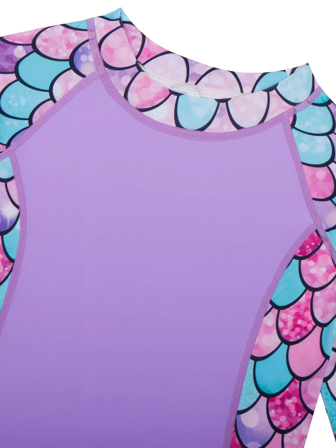 2pcs Kids Girls Long-Sleeved Scale Print Tops Boyleg Swim Shorts Swimwear Suit