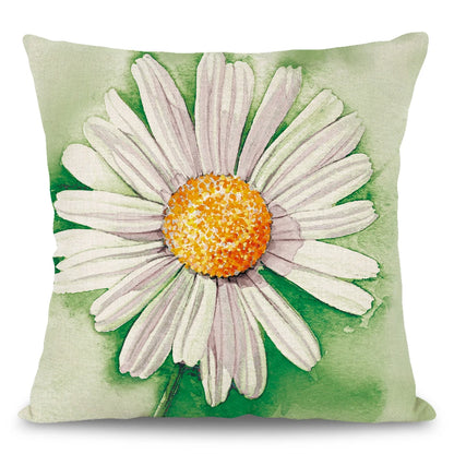 18 X 18 Inch Daisy Flower Design Sofa Cushion Plant Pattern Pillowcase Cover Decor