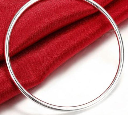 925 Sterling Silver 3mm Solid Smooth Bangle Woman Man Wedding Engagement Bracelet