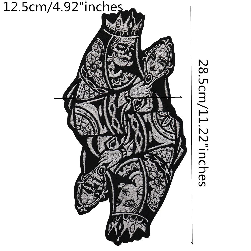 Embroidered Women Poker Skull the Crown Patch Appliques Iron on Patches Badge Clothes Sewing