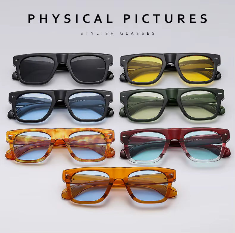 Women Men Vintage Rivets Punk Shades UV400 Square Sunglasses Glasses