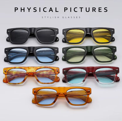 Women Men Vintage Rivets Punk Shades UV400 Square Sunglasses Glasses