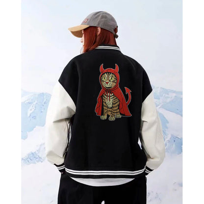 Japanese Cartoon Noodle-Eating Cloak Cat Embroidered Patches Iron on Badges Twill Craft Sticker Clothes
