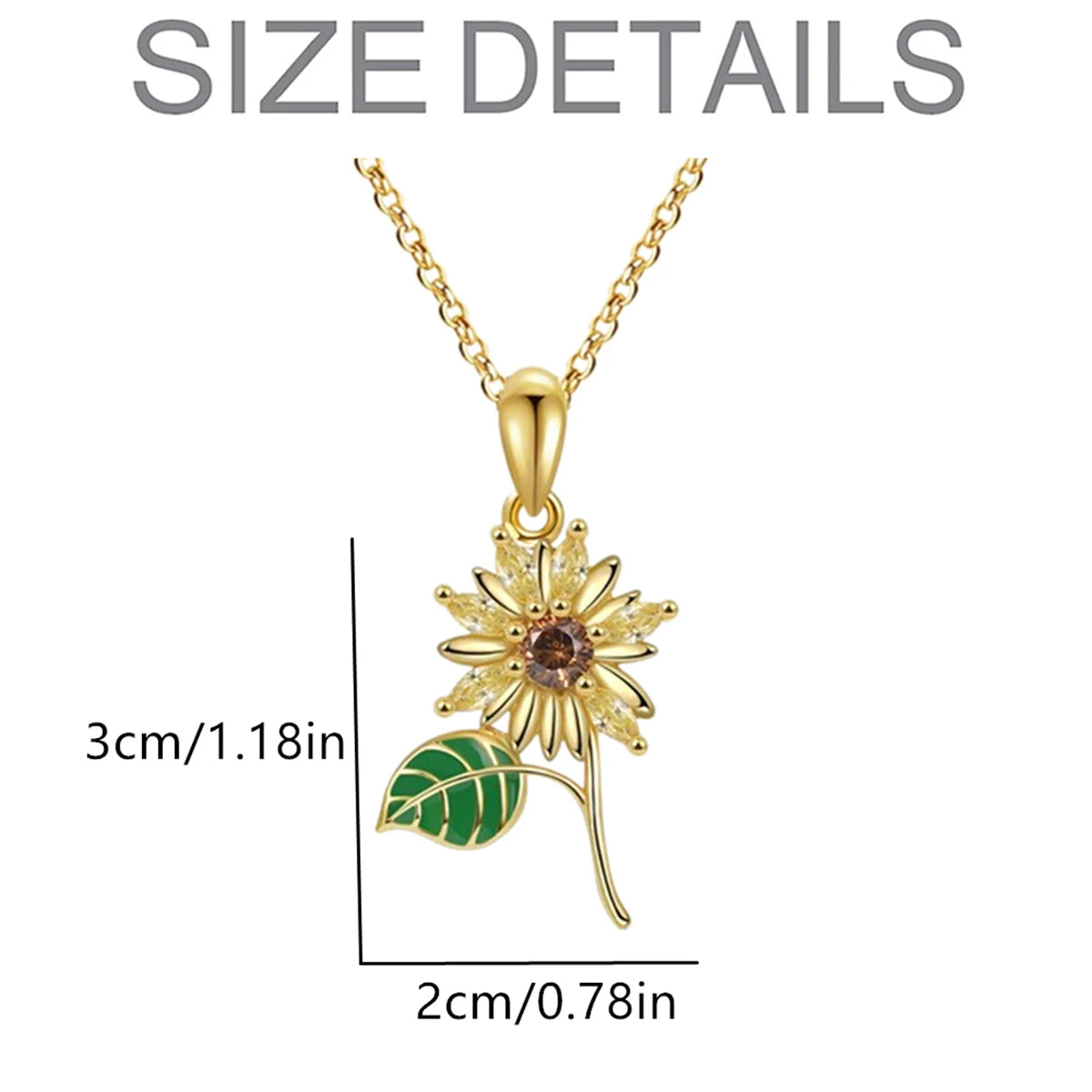 Women's Golden Sunflower Studded Zircon Pendant Necklace