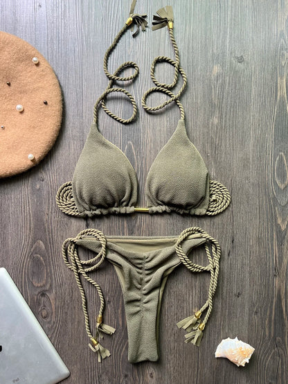 Sexy solid color women's bikini swimsuit two-piece beach Swimwear bikini suit