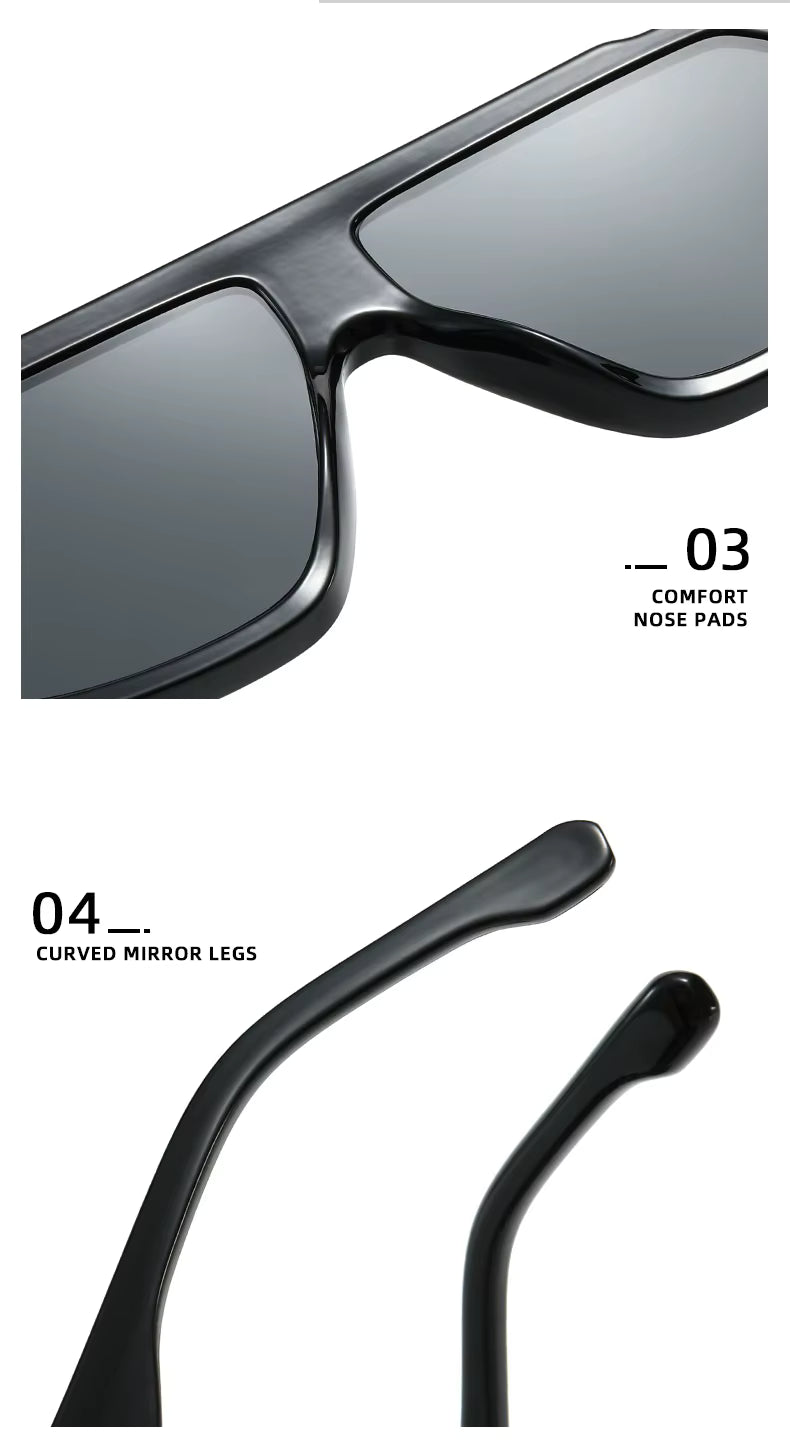 Men Women Double Color Frame Shade Designer UV400 Square Sunglasses Glass