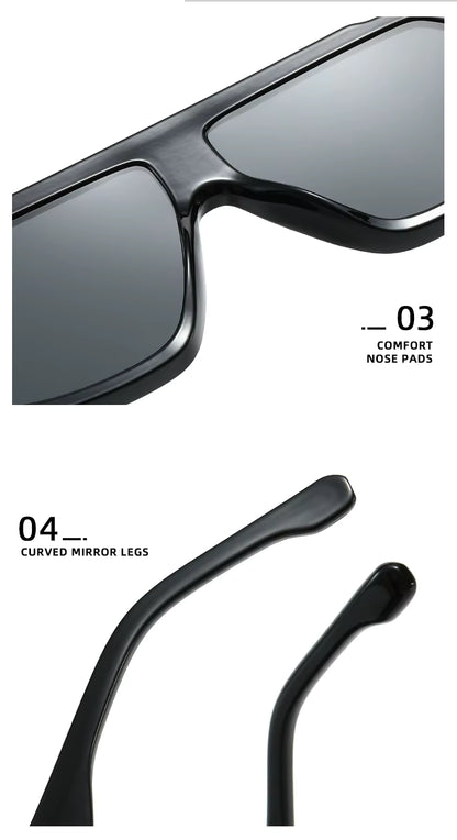 Men Women Double Color Frame Shade Designer UV400 Square Sunglasses Glass