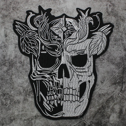 Large Size Skull Embroidered Patch for Clothes Patches Iron on Sew on Badges Appliques