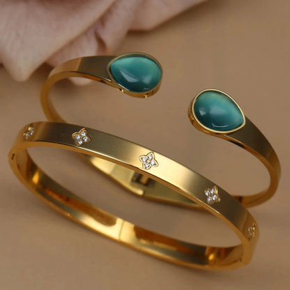 Fashion Opal Crystal Stainless Steel Women's Bracelet Bangles Gifts