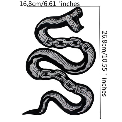 Large Black Snake Embroidery Tiger Maple Leaf Patches for Clothes Patch Stickers DIY Punk Badges for Iron-on Applique