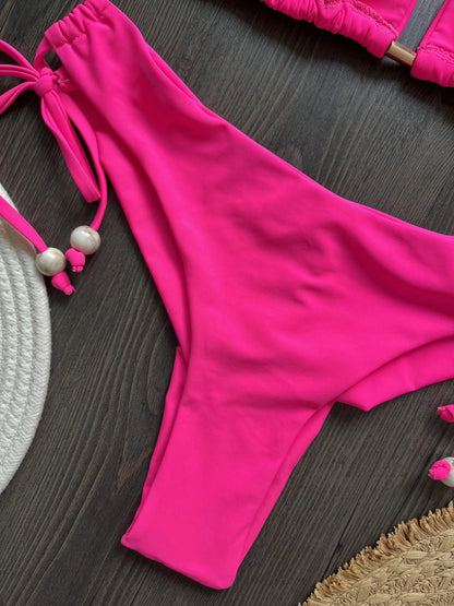 Sexy Women Push-Up Bra Swimsuit Solid Beachwear Chest Pad Swimwear Bikini Set