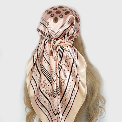 90X90cm Women Four Seasons Square Silk Satin Bandana Wrap Shawl Scarves Scarfs ggk9