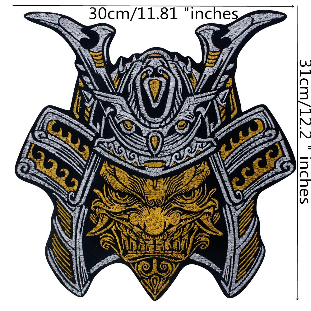 Japan Samurai Embroidery Double Sword Vikings Warrior Military Armband Tactical Emblem Patch Appliques Iron on Patches Badge Clothes Sewing
