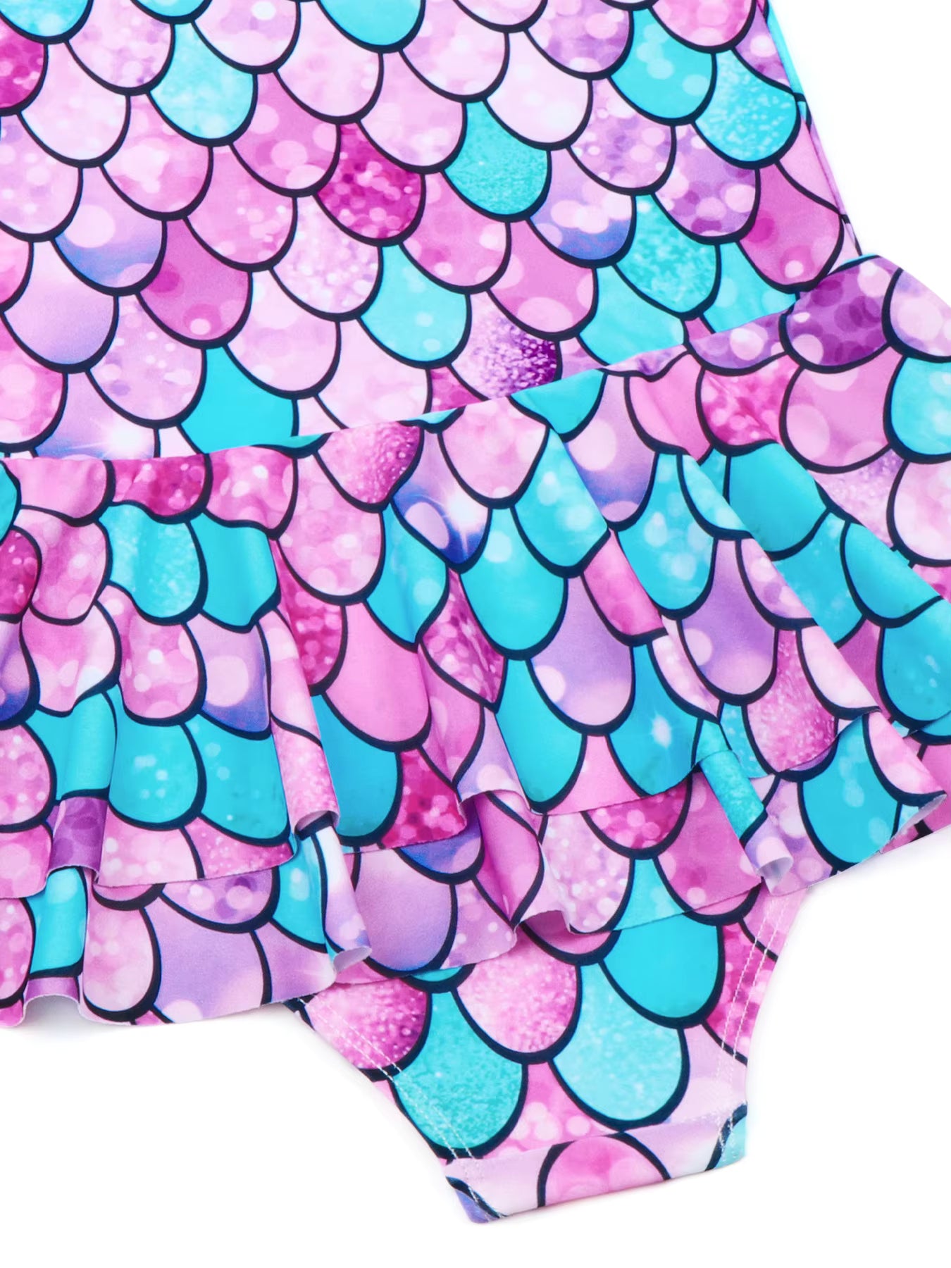 One Piece Kids Girls Sleeveless Scale Printed Swimwear Beach Rash Guard Swimming Suit