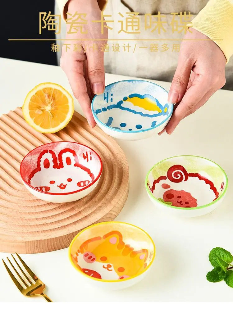 Small Animal Ceramic Butter Mustard Sushi Vinegar Soy Porcelain Dip Dishes Sauce Plates