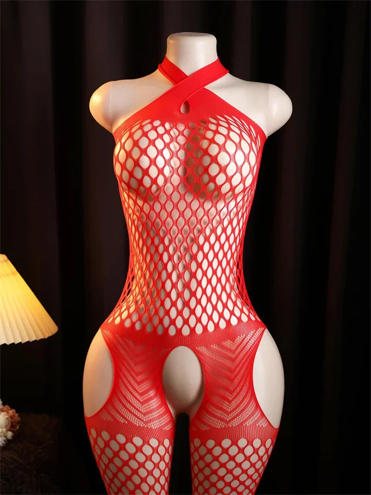 Sexy One pieces Bodysuit Crotchless Underwear Sleeveless Catsuit Sleepwear Erotic Lingerie Bodystockings